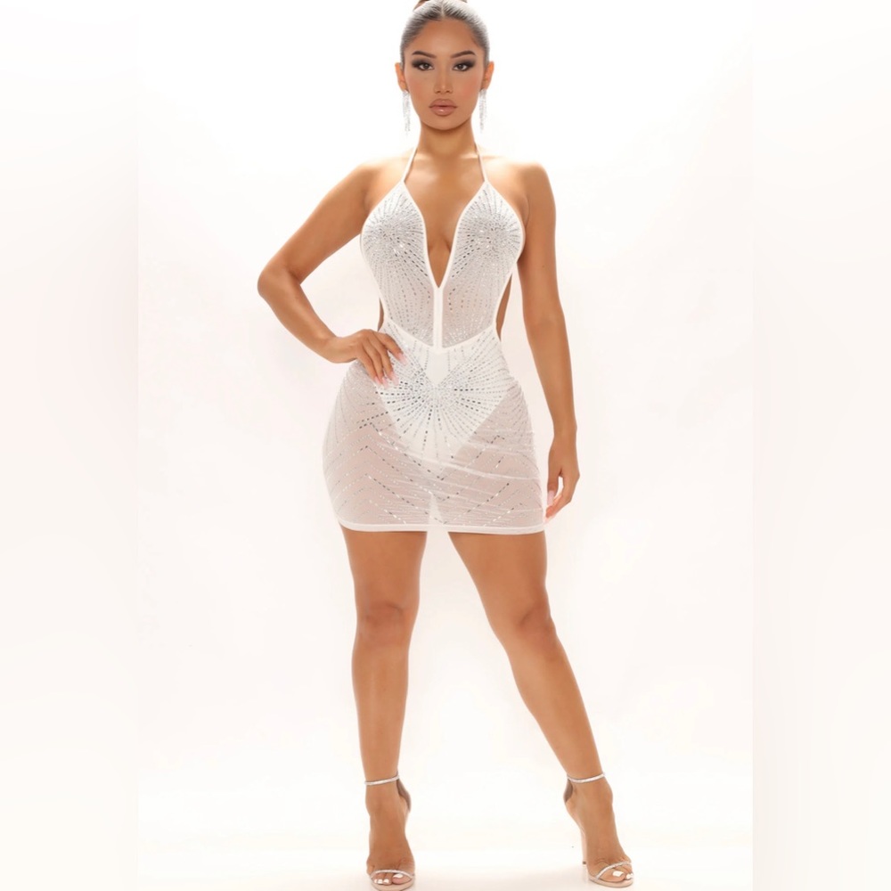 Can’t Look Back Rhinestone Mini Dress